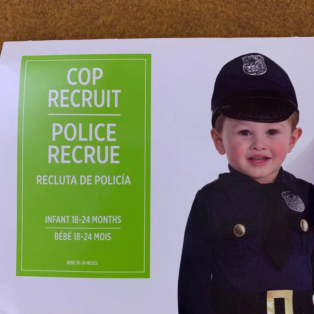 Cop Recruit Infant 18-24 Months Navy Blue Police Officer Costume Jumpsuit New